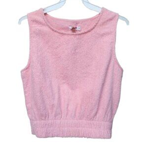 GHANDA Pink Crop Top NWT Terry Cloth Sleeveless Beach Cover-Up 100% Cotton